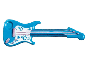 11640pb04 - Minifigure, Utensil Musical Instrument, Guitar Electric with Metallic Pink Strings, Bridge, and Output Jack and White Pickguard with Stars Pattern