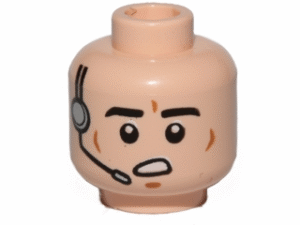 3626pb1033 - Minifigure, Head Male Black Eyebrows, Cheek Lines, Open Mouth, Headset Pattern (SW Imperial Gunner)