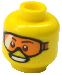 3626pb1115 - Minifigure, Head Glasses with Orange Goggles, Open Mouth Smile with Teeth Pattern