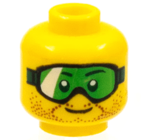 3626pb1116 - Minifigure, Head Glasses with Green Goggles and Brown Stubble Pattern