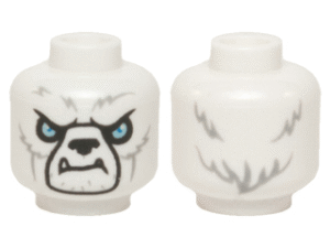 3626pb1256 - Minifigure, Head Alien Chima Bear with Black Nose, Bright Light Blue Eyes, Light Bluish Gray Fur, and Lower Fangs Pattern