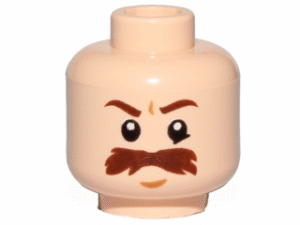 3626pb1493 - Minifigure, Head Moustache Brown Bushy Large, Brown Eyebrows, White Pupils Pattern (SW Trooper)