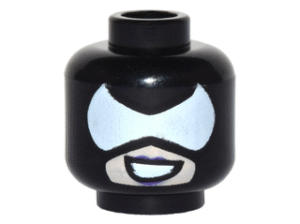 3626pb1531 - Minifigure, Head Mask with White Pointed Eye Opening over Light Nougat Skin, Dark Purple Lips and Open Mouth Grin Pattern