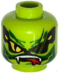 3626pb1562 - Minifigure, Head Alien with Yellow Snake Eyes and Mouth with Fangs and Teeth Pattern