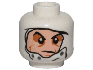 3626pb1624 - Minifigure, Head Male Head Wrap with Light Nougat Face, Dark Bluish Gray Buttons, Dark Orange Scar, and Medium Nougat Eye Shadow Pattern (SW Dengar)