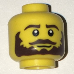 3626pb1679 - Minifigure, Head Beard Dark Brown Bushy, Moustache, White Pupils Pattern