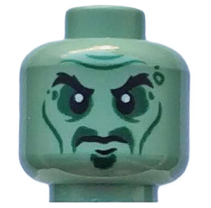 3626pb1687 - Minifigure, Head Alien with Black Eyebrows, Cheek Lines and Sunken Eyes Pattern