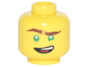 3626pb1869 - Minifigure, Head Reddish Brown Eyebrows, Green Eyes, Lopsided Open Mouth Grin Pattern (Lloyd)