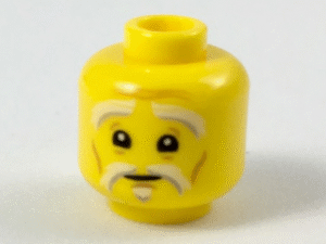 3626pb1891 - Minifigure, Head White and Gray Eyebrows and Goatee, Dark Orange Wrinkles, Concerned Expression Pattern (Sensei Wu)