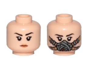 3626pb2091 - Minifigure, Head Dual Sided Female, Black Eyebrows, Orange Lips / Pilot Breathing Mask Pattern