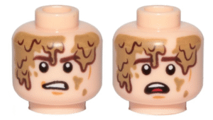 3626pb2138 - Minifigure, Head Dual Sided Brown Eyebrows, Cheek Lines, Chin Dimple, Dirt Stains, Determined / Scared Pattern (SW Han Solo, Mudtrooper)