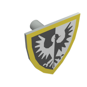 3846p46 - Minifigure, Shield Triangular Short with Black and White Falcon with Yellow Border Pattern