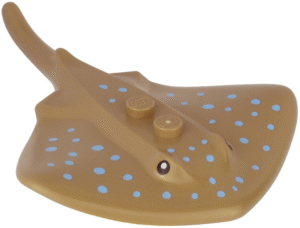 67337pb01 - Manta Ray / Stingray with 2 Studs with Black Eyes and Bright Light Blue Dots Pattern
