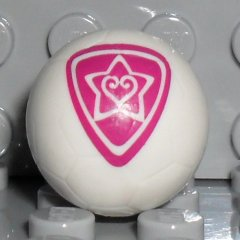 x45pb06 - Ball, Sports Soccer with 2 Magenta Outlined Heart and Star Pattern
