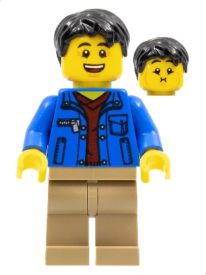 hol282 - Man, Black Hair, Blue Jacket, Dark Red Shirt, Dark Tan Legs