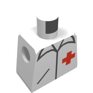 973p24 - Torso Hospital Shirt with Collar, Pocket, and Red Cross Pattern