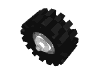 3464c01 - Wheel Center Small with Stub Axles (Pulley Wheel) with Black Tire 14mm D. x 4mm Smooth Small Single (3464 / 3139)