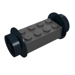4180c02 - Brick, Modified 2 x 4 with Red Wheels FreeStyle and Red Pins (4180 / 4259 / 2344)