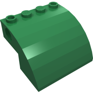 61487 - Slope, Curved 4 x 4 x 2 with 4 Studs and Pin Holes
